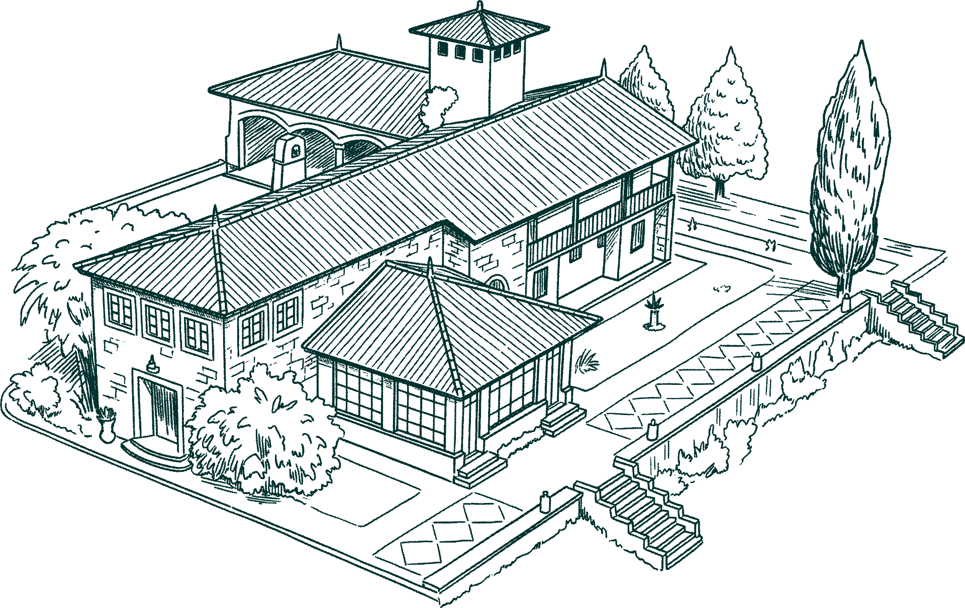 Ilustração em linha do Castelo Jandaia